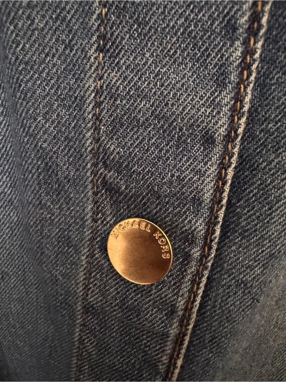 Michael Kors Denim Button-Front Shift Dress in Dark Blue